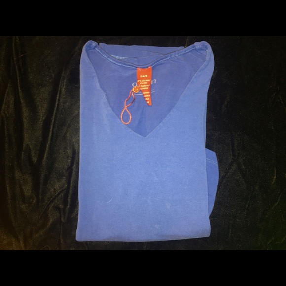 🦋 OLSON EUROPE Blue V-Neck Top w/ 3/4 sleeves - Picture 2 of 7